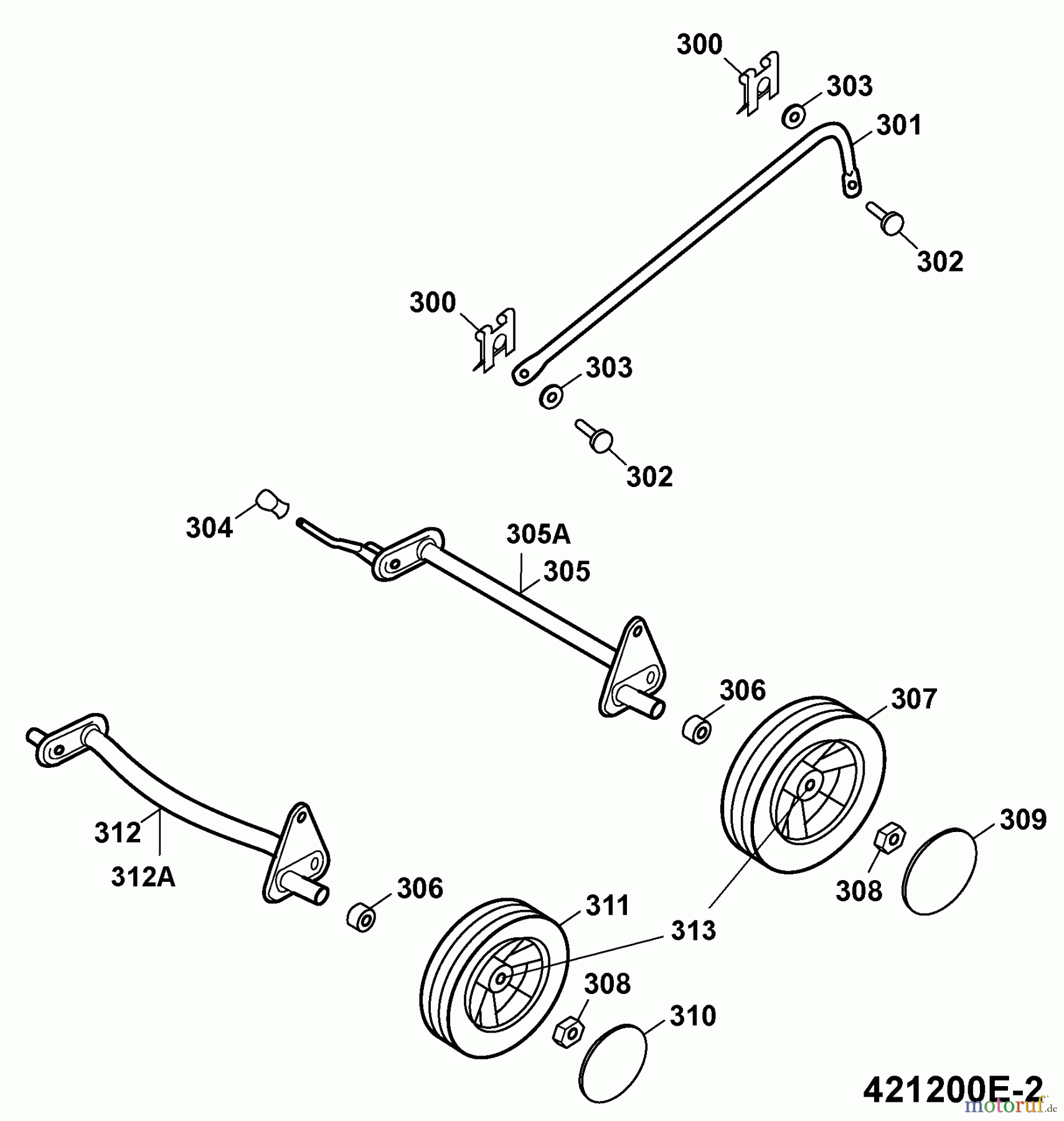 Wolf-Garten Petrol mower 2.42 B 4212000 Series E (2009) Wheels, Cutting hight adjustment