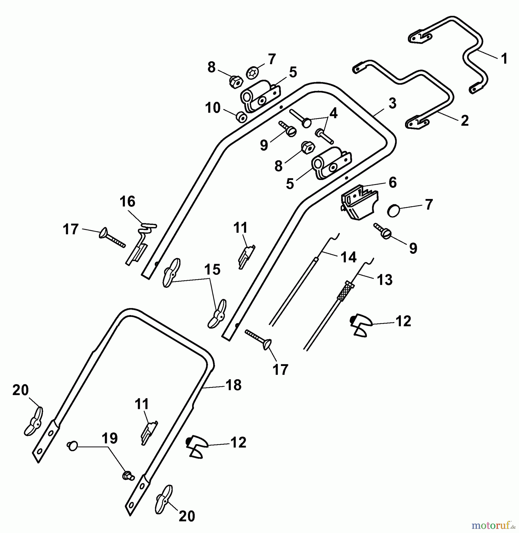  Wolf-Garten Petrol mower self propelled 2.53 BA 4223000 Series J  (2009) Handle