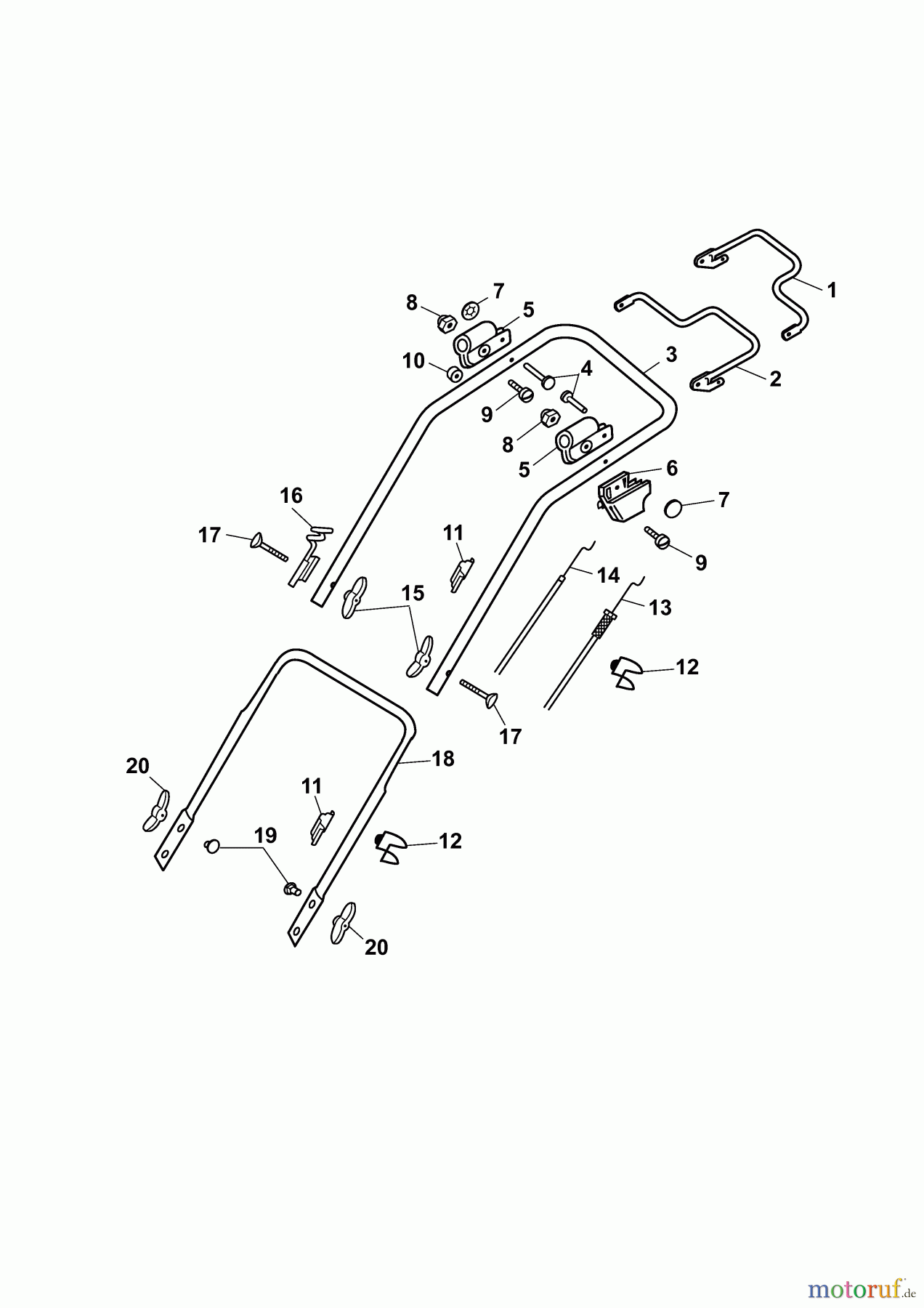  Wolf-Garten Petrol mower self propelled XQ 4 HW 4238006 Series B  (2009) Handle