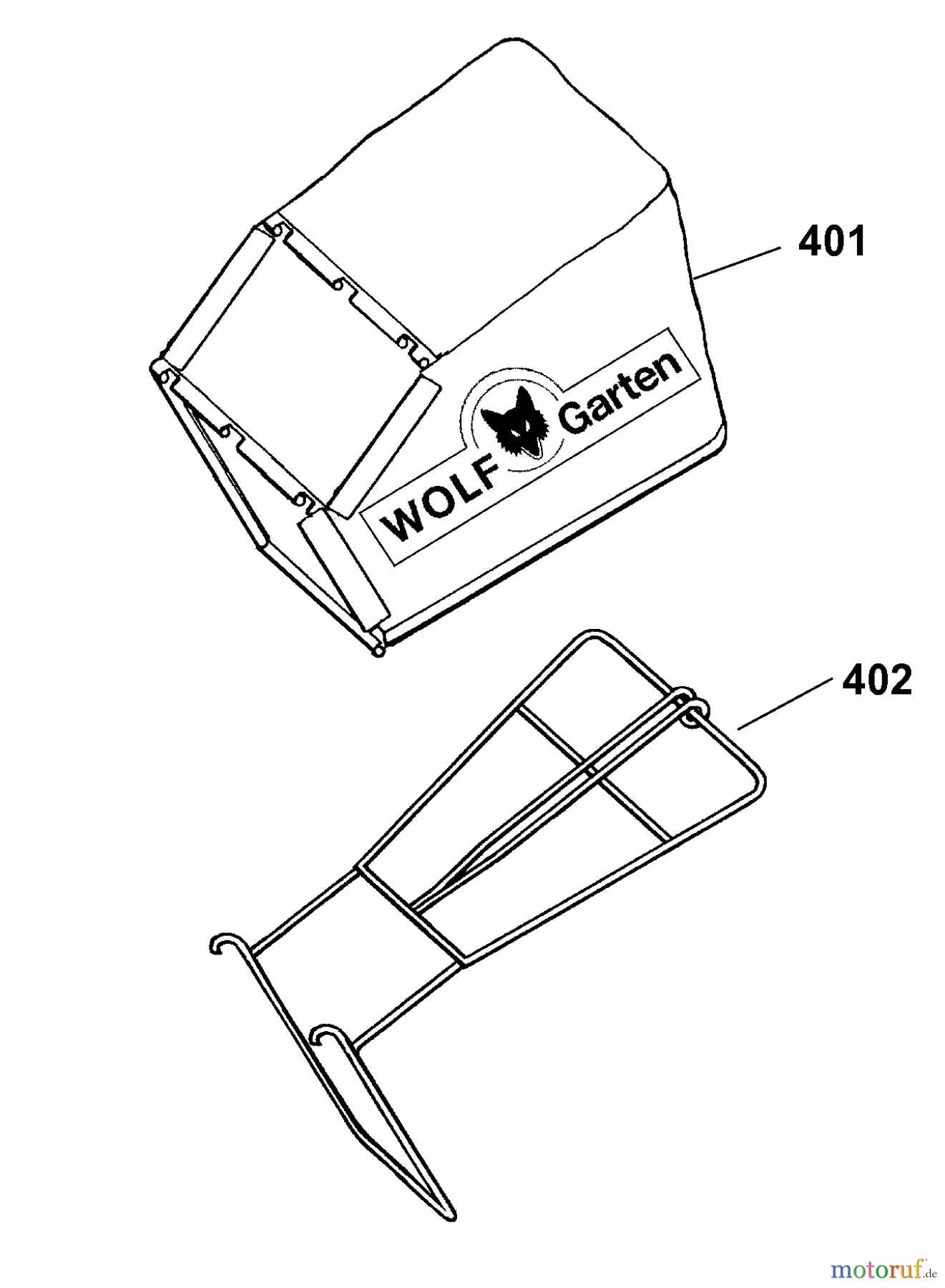 Wolf-Garten Petrol mower self propelled XQ 4 HW 4238006 Series B (2009) Grass bag