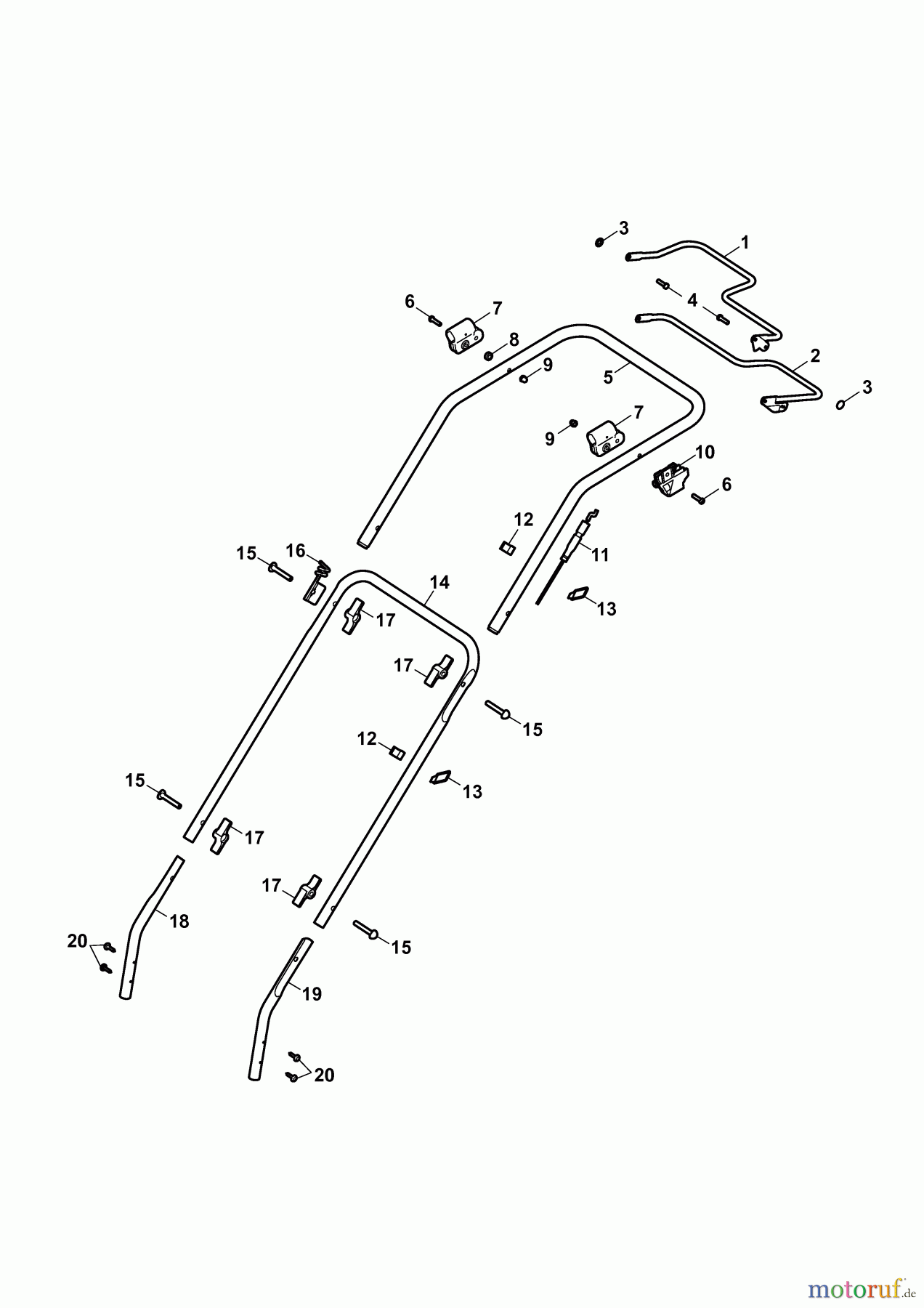 Wolf-Garten Petrol mower self propelled HBM Power 46 BA 4603008 Series C (2009) Handle