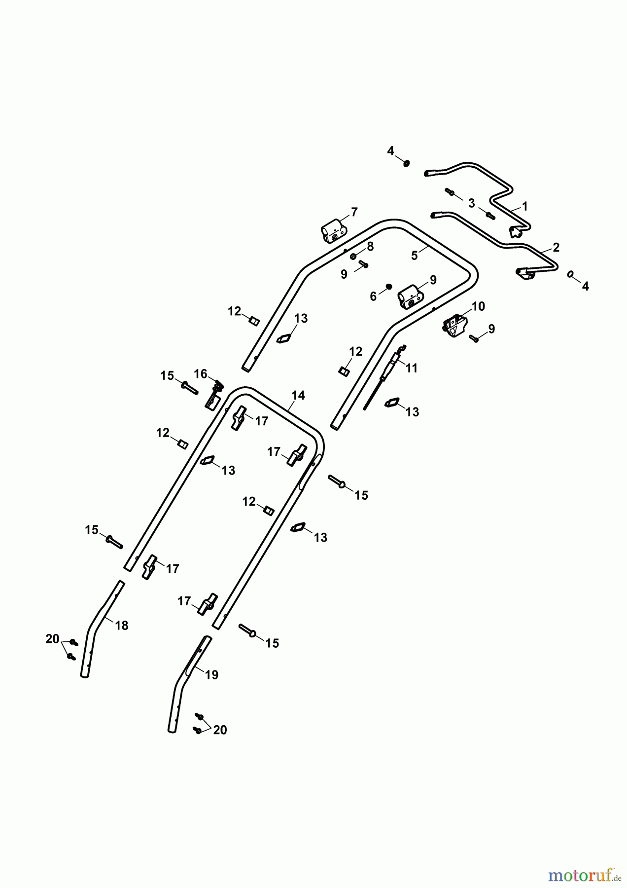 Wolf-Garten Petrol mower self propelled HB Campus 46 BA 4605009 Series C (2009) Handle