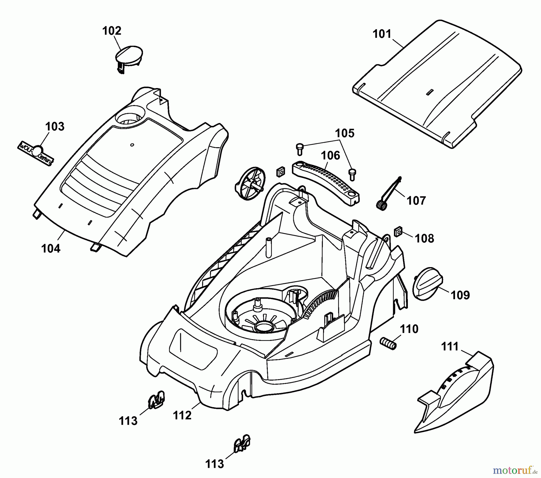  Wolf-Garten Electric mower 2.34 E 4904007 Series C  (2008) Deck housing