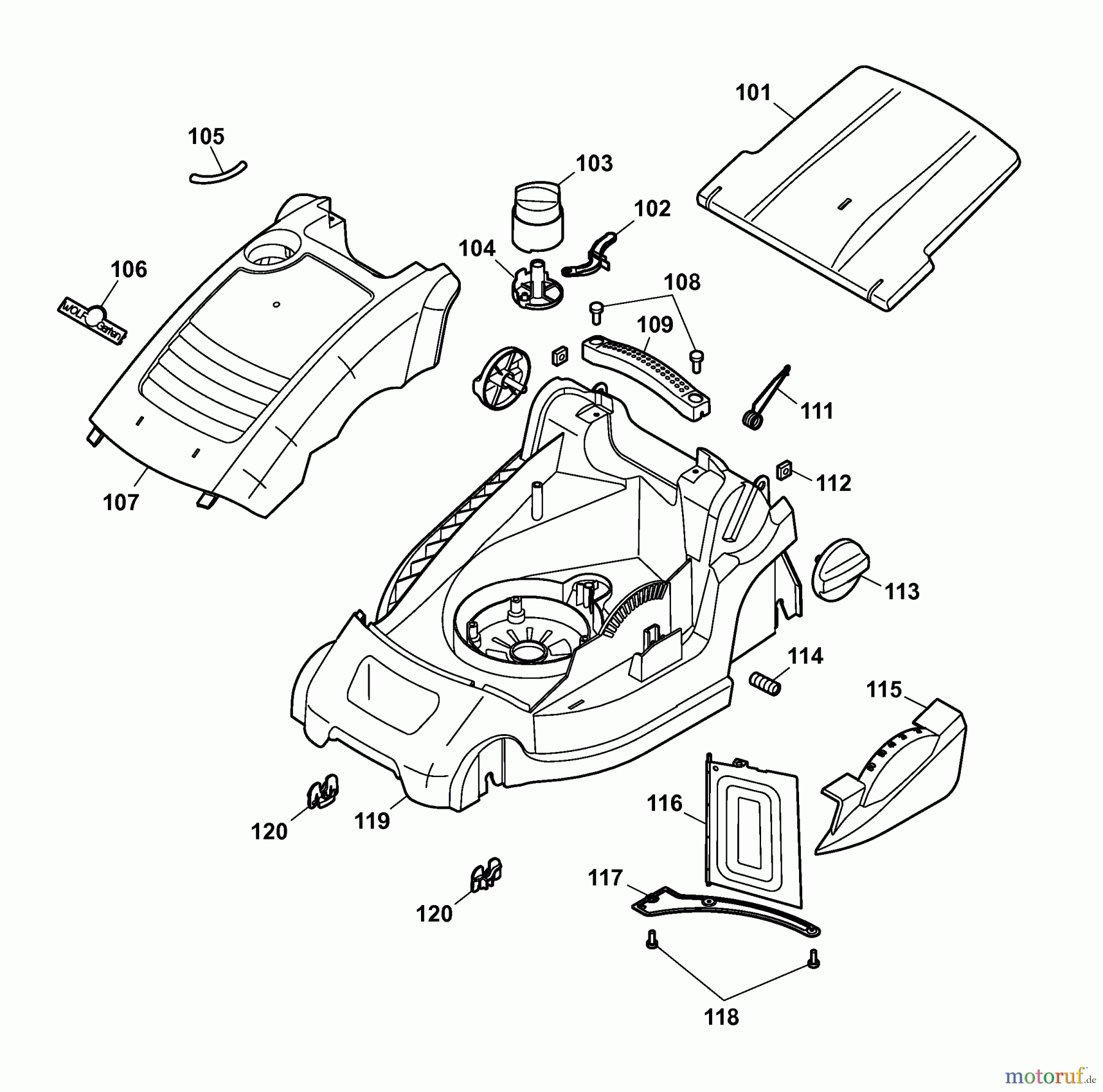  Wolf-Garten Electric mower Compact plus 34 E 4904080 Series A  (2006) Deck housing