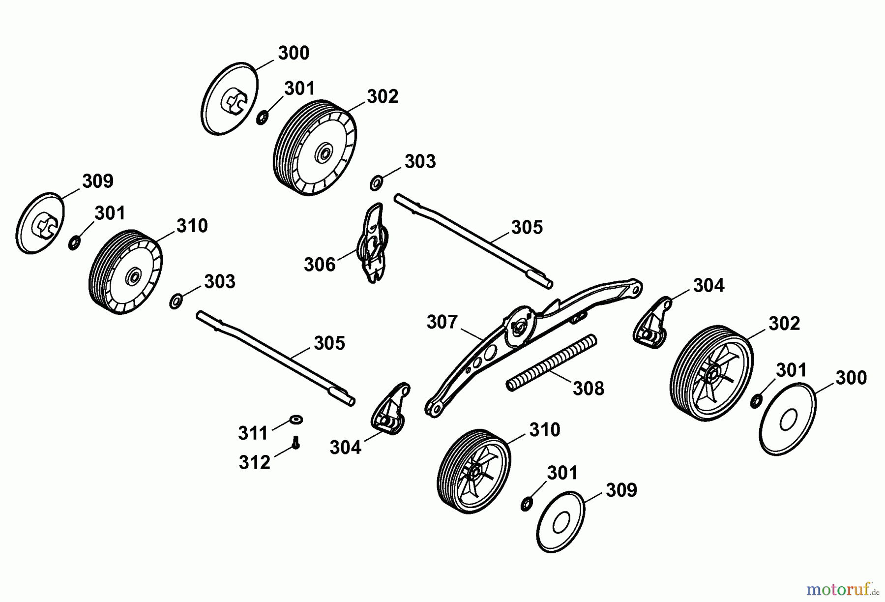 Wolf-Garten Electric mower 2.32 E-1 4905000 Series E (2008) Wheels, Cutting hight adjustment