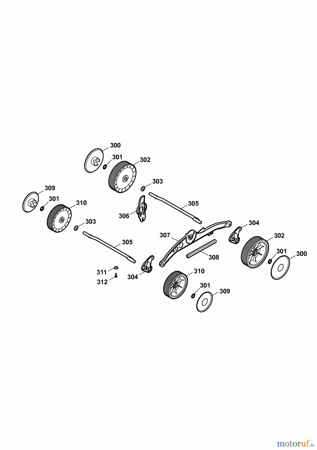  Wolf-Garten Electric mower 2.32 E-1 4905003 Series F  (2009) Wheels, Cutting hight adjustment