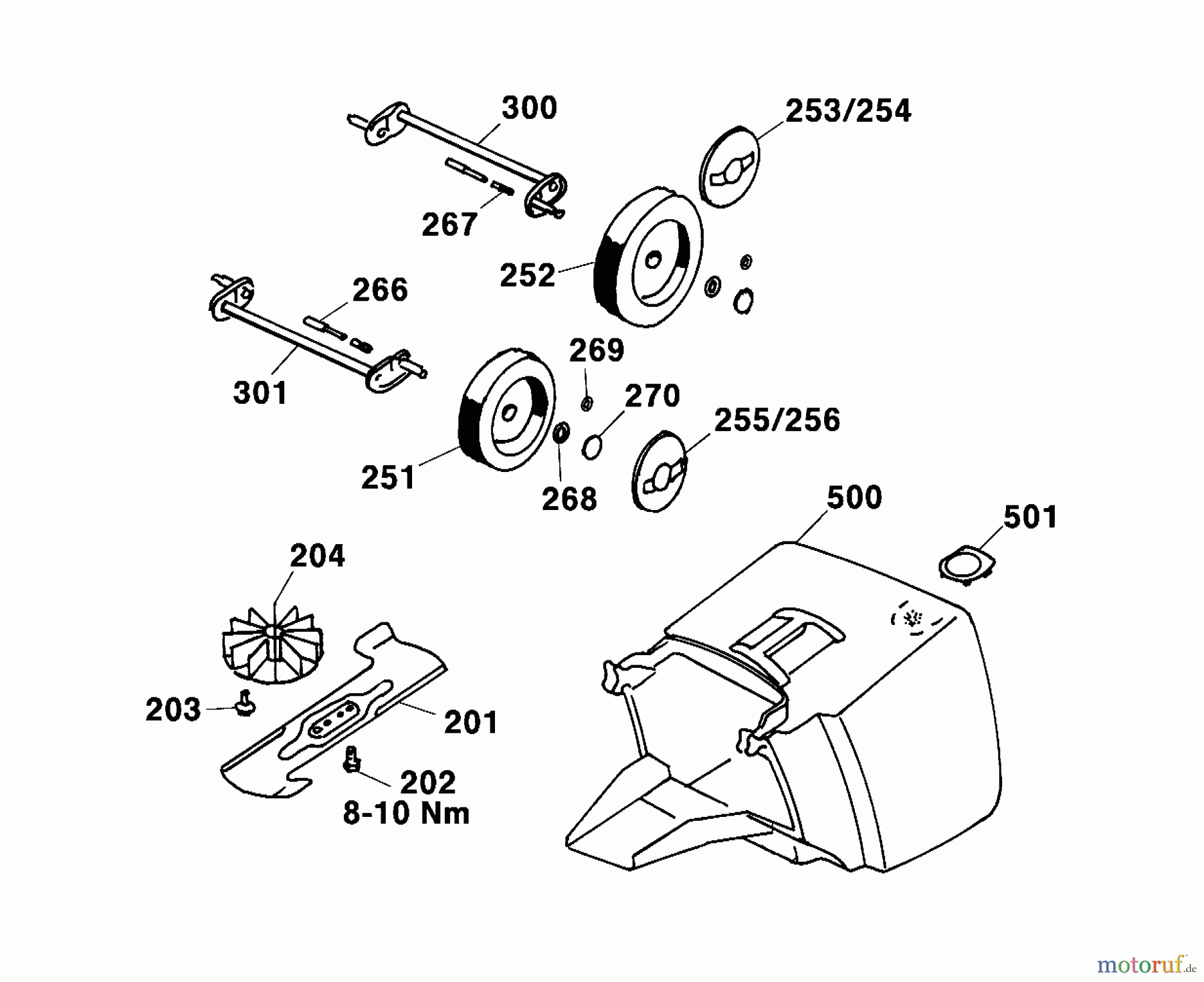 Wolf-Garten Electric mower Olympia E Plus 4906885 Series A (2001) Grass box, Blade, Wheels