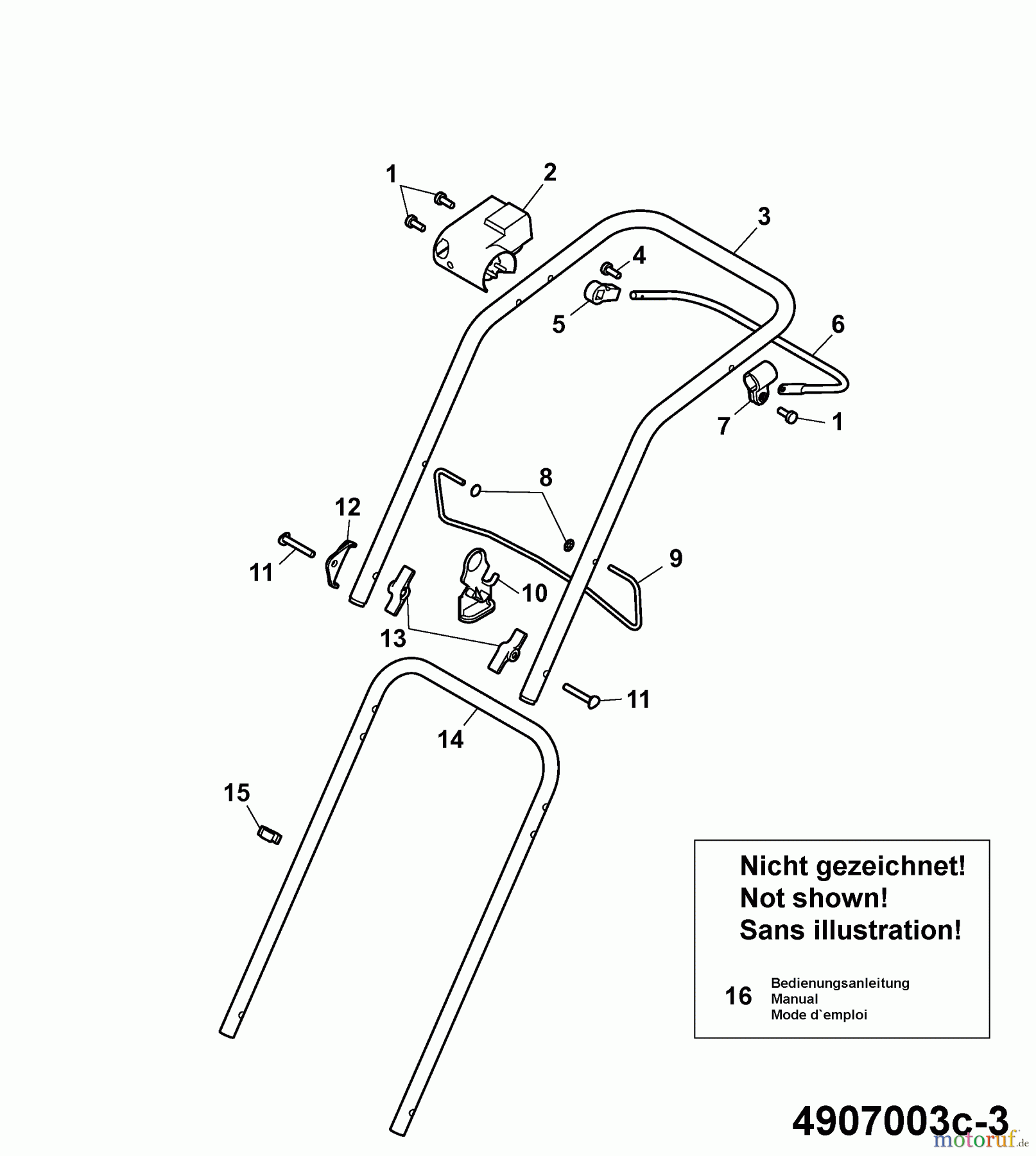  Wolf-Garten Electric mower Compact plus 37 E 4907003 Series E  (2009) Handle