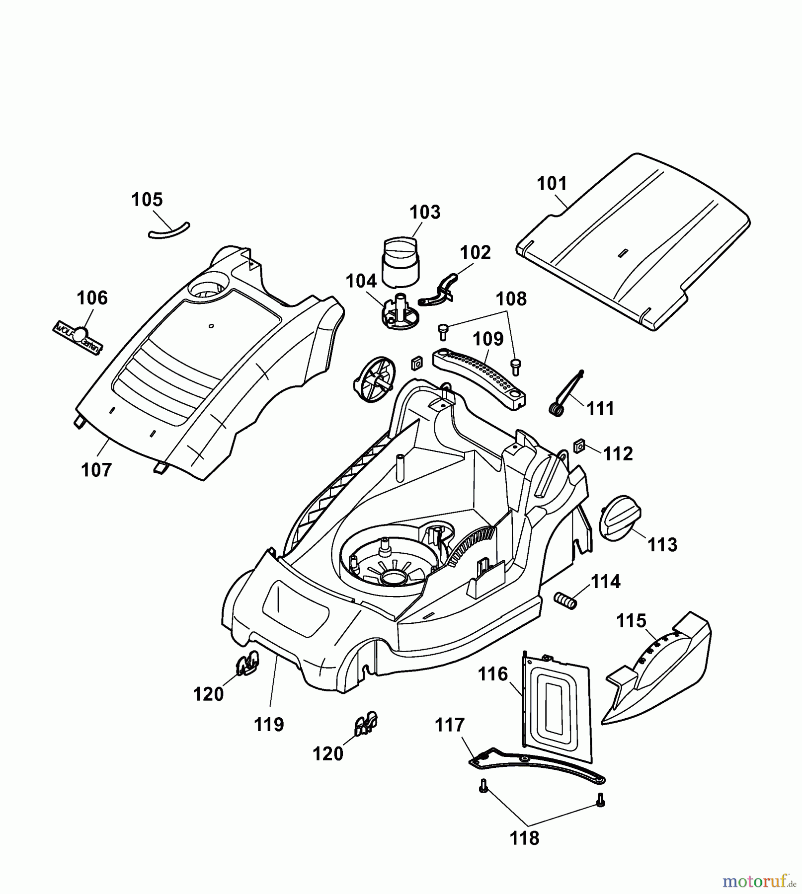  Wolf-Garten Electric mower HBM 36 Compact 4907006 Series A  (2007) Deck housing