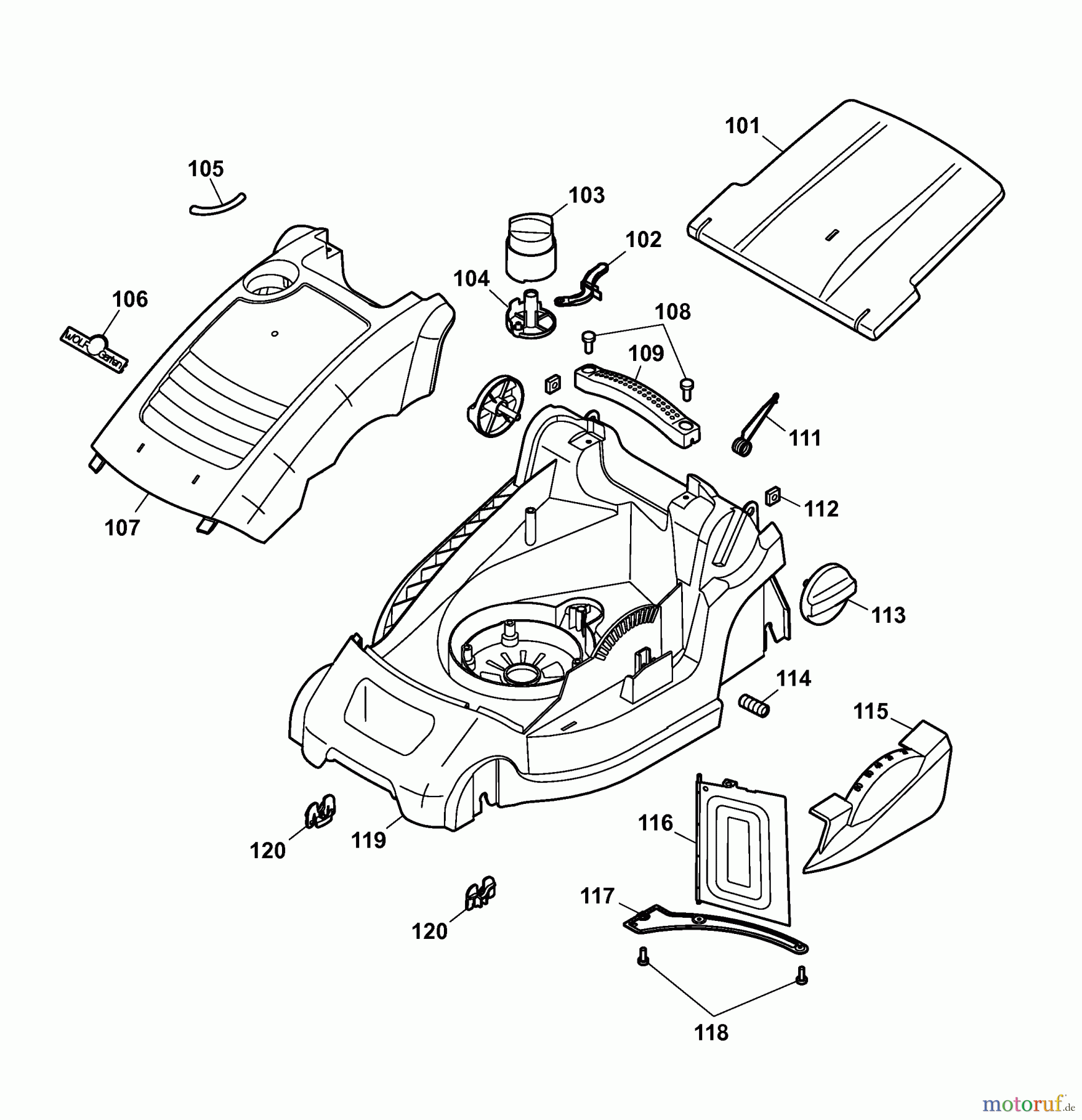  Wolf-Garten Electric mower HBM 37 E 4907009 Series B  (2006) Deck housing