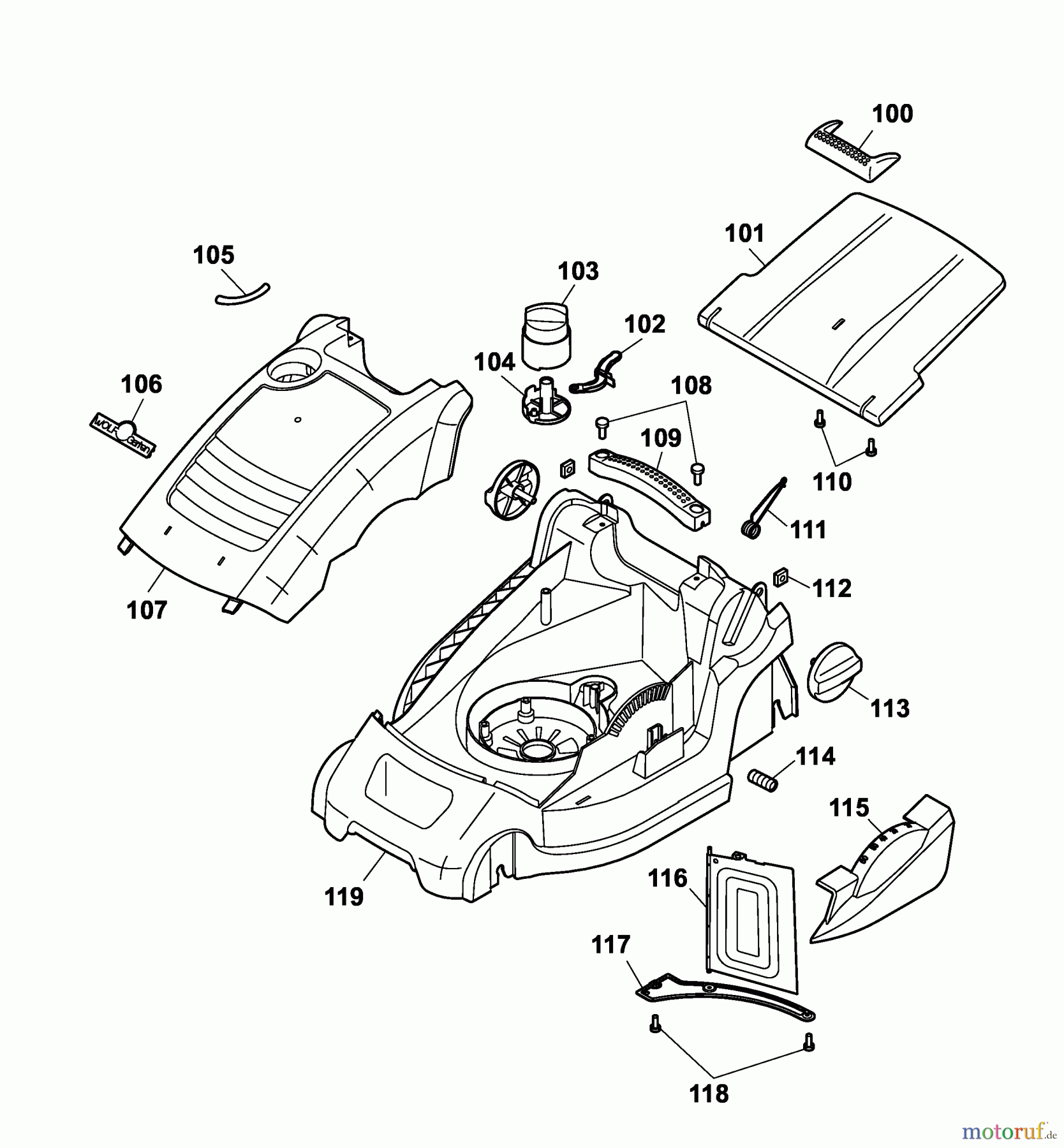  Wolf-Garten Electric mower Power Edition 37 E 4927003 Series A  (2005) Deck housing