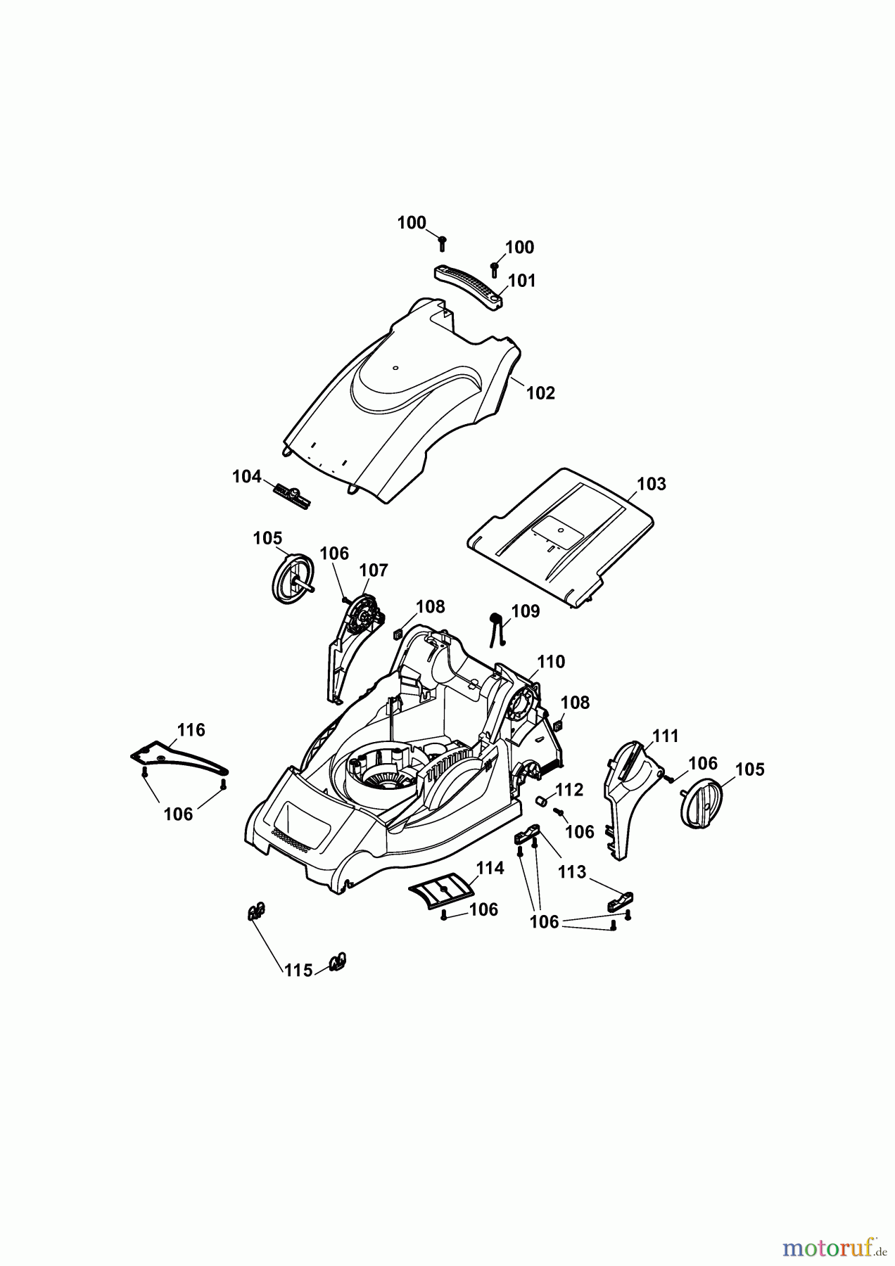  Wolf-Garten Electric mower 2.40 E-1 4968000 Series C  (2009) Deck housing