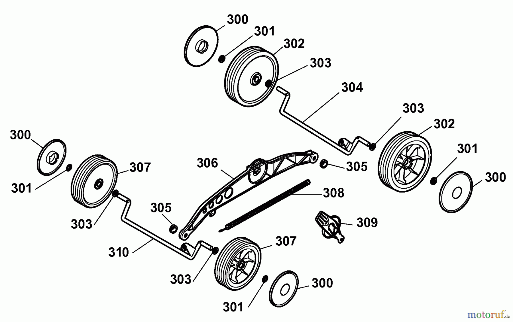 Wolf-Garten Electric mower 2.40 XM 4968087 Series A (2008) Height adjustment, Wheels