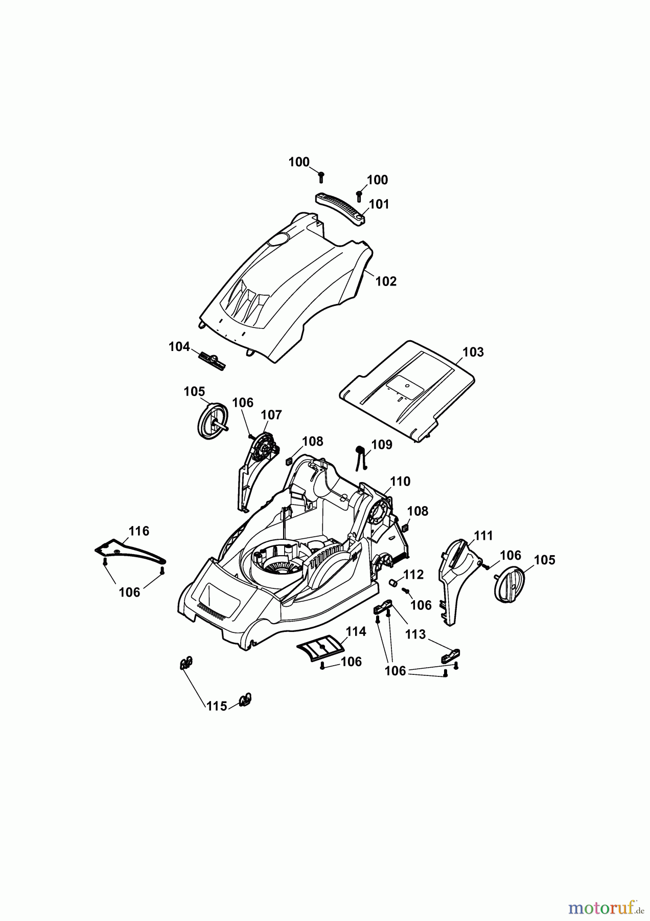 Wolf-Garten Electric mower 1.40 XC 4968088 Series C (2009) Deck housing