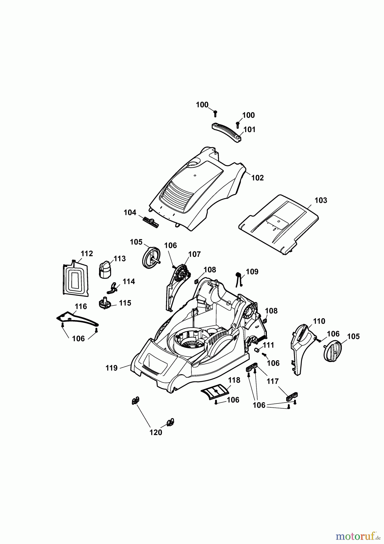  Wolf-Garten Electric mower Compact plus 40 E-1 4970000 Series C  (2009) Deck housing