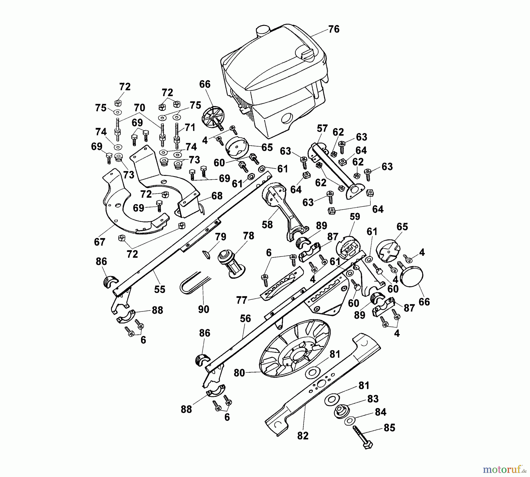  Wolf-Garten Petrol mower self propelled Concept 47 BAi 6460000 Series A  (1999) Frame, Blade, Motor