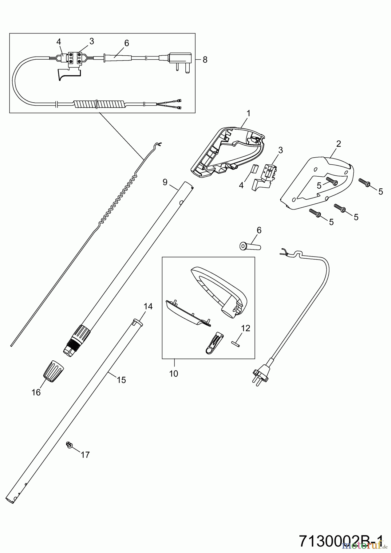 Wolf-Garten Electric trimmer GT 840 7130002 Series E (2007) Handle, Switch