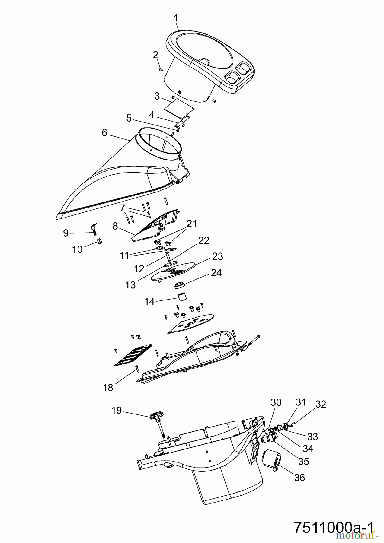 Wolf-Garten Chipper SDE 2100 7511000 (2012) Impeller wirt blades, Hopper