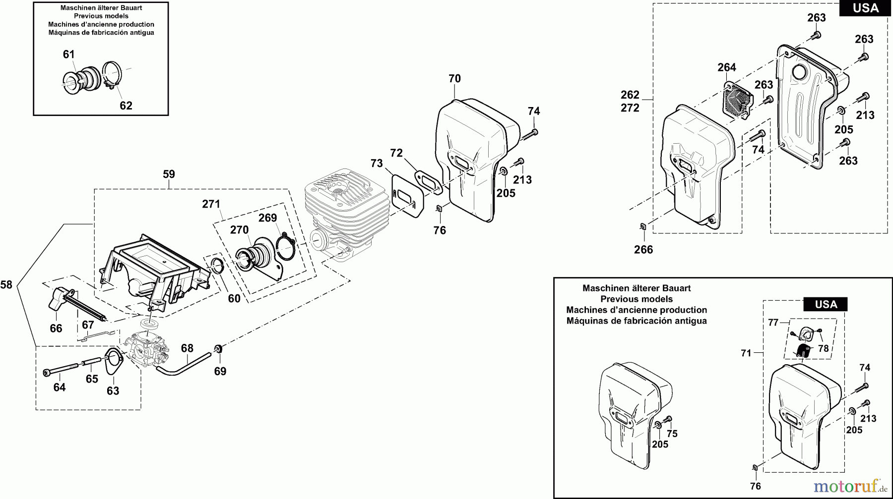  Dolmar Trennschleifer Benzin PC-6430 (USA) 3  Schalldämpfer, Ansaugkrümmer