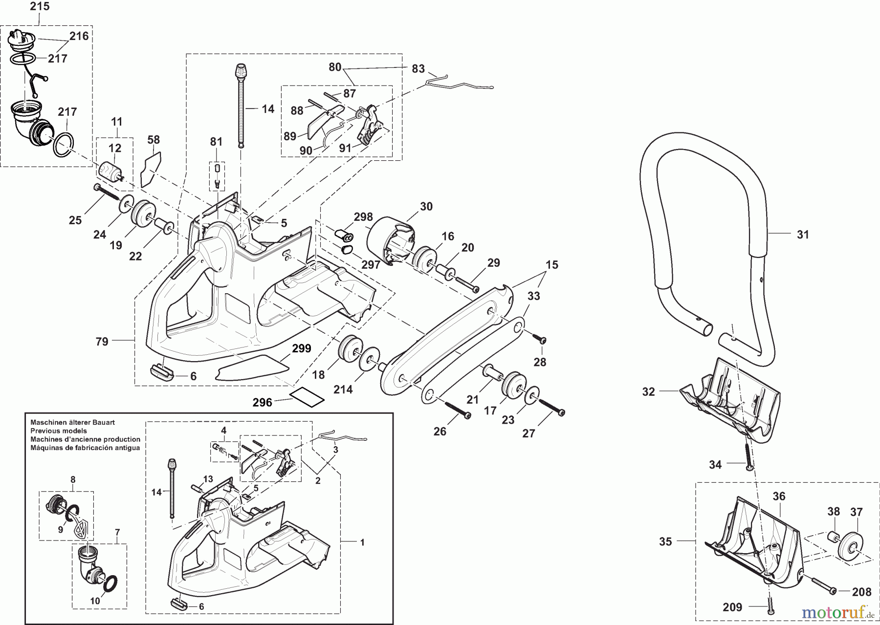  Dolmar Trennschleifer Benzin PC-7312 CD 1  Tankeinheit und Handgriffe