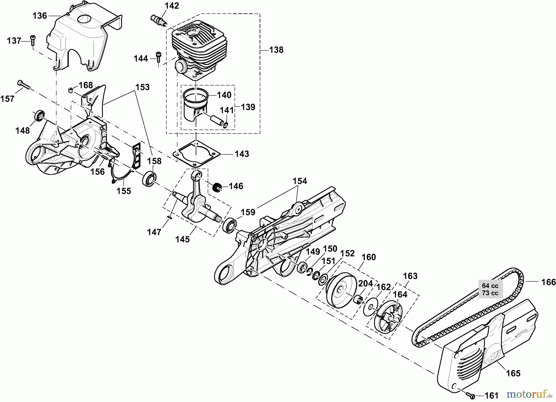  Dolmar Trennschleifer Benzin PC-7314 C 6  Zylinder, Kurbeltrieb, Kupplung