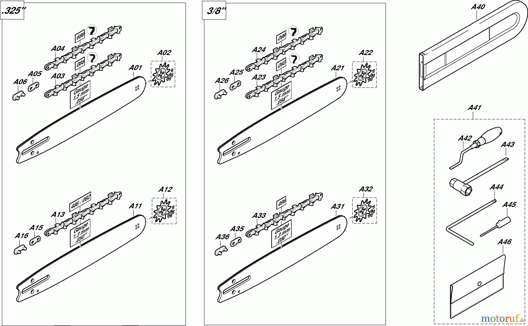  Dolmar Kettensägen Benzin Kettensäge PS-5105 D 8  Sägeschienen, Sägeketten, Werkzeug