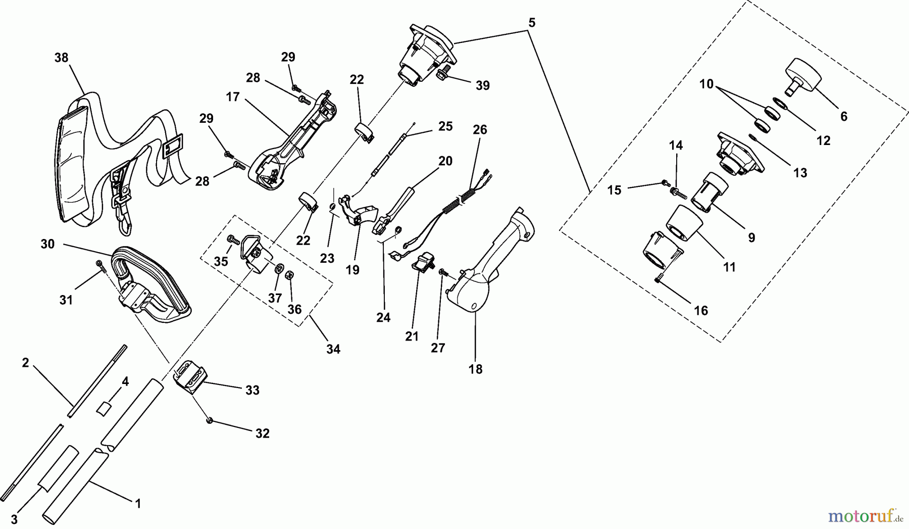 Dolmar Motorsensen & Trimmer Benzin 2-Takt MS-231 C (USA) 16-1 C - Schaftrohr, Handgriff