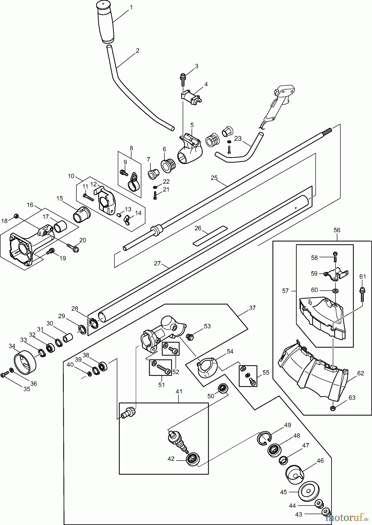 Dolmar Motorsensen & Trimmer Benzin 2-Takt MS-4200 E 1 Hauptrohr, Griff, Schutzhaube, Getriebe