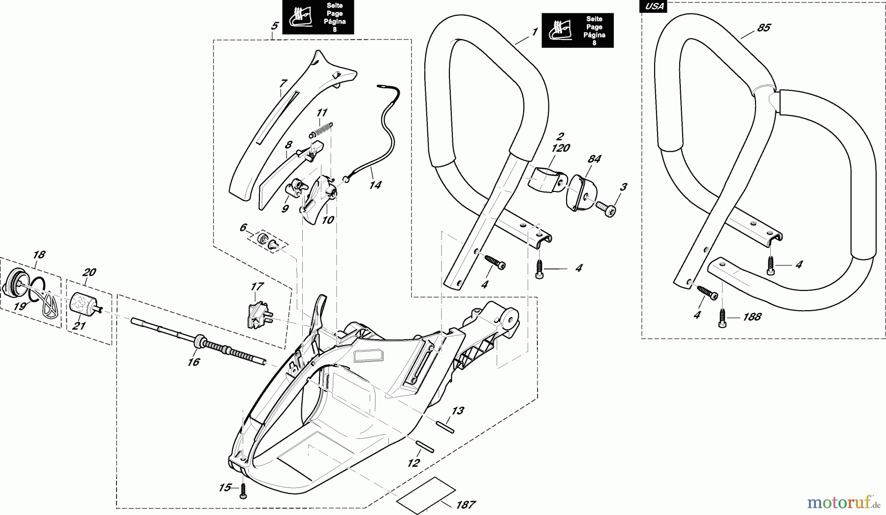  Dolmar Kettensägen Benzin Kettensäge PS7910 1  Kraftstofftank, Bügelgriff