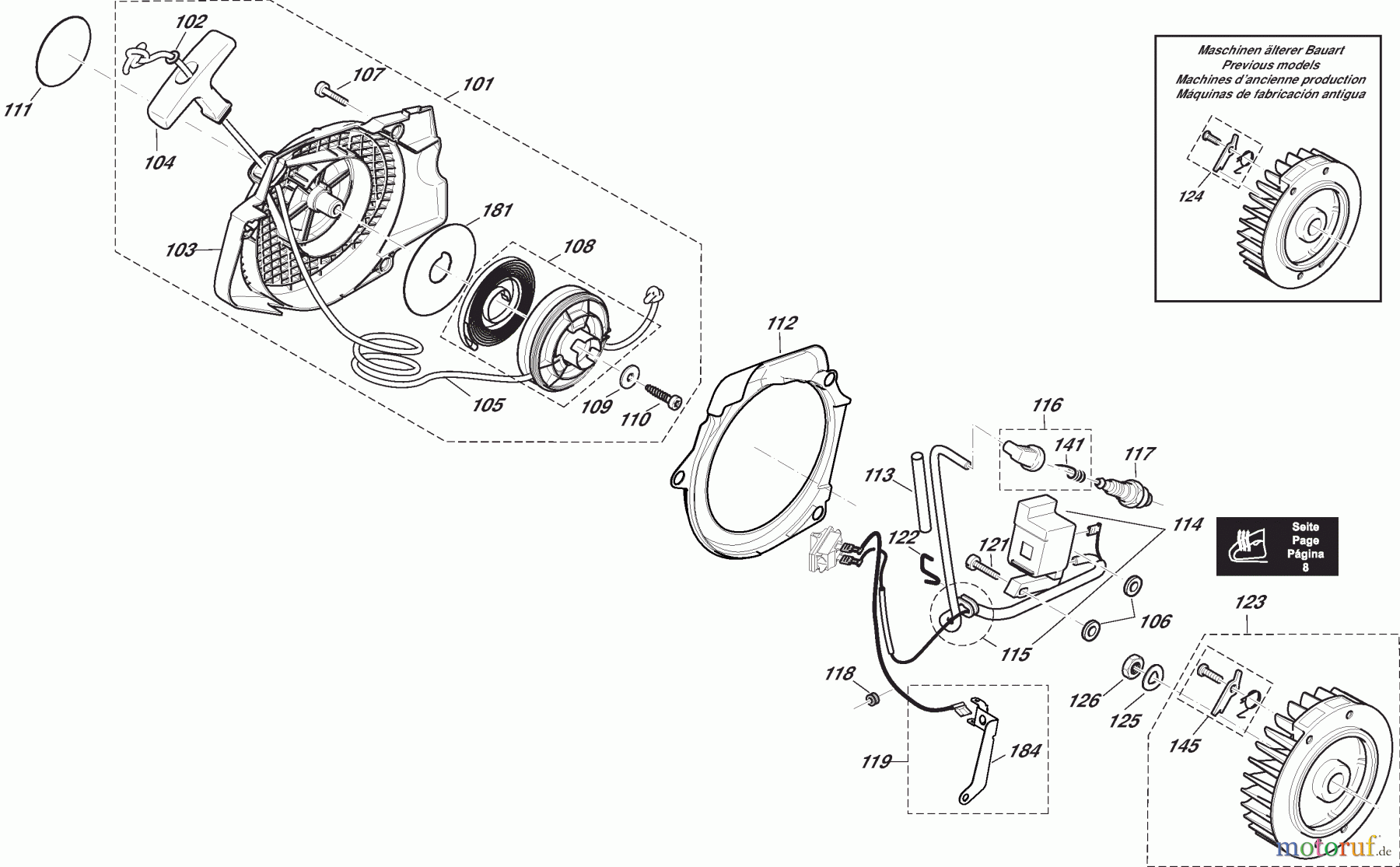  Dolmar Kettensägen Benzin Kettensäge PS-7910 (USA,CDN) 4  Zündelektronik, Anwerfvorrichtung