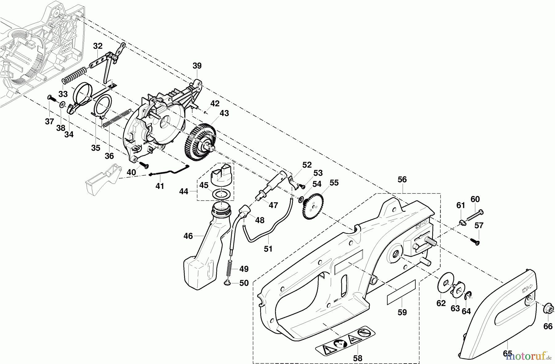  Dolmar Kettensägen Elektro Kettensäge ES-32 A 2  Gehäuse rechts, Getriebe, Kettenbremse