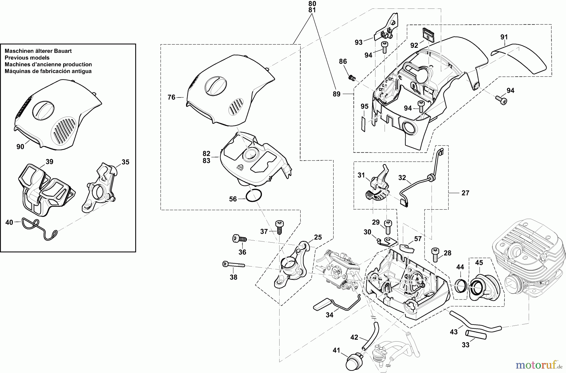  Dolmar Kettensägen Benzin Kettensäge PS-420 C 2  Abdeckhaube, Luftfilter