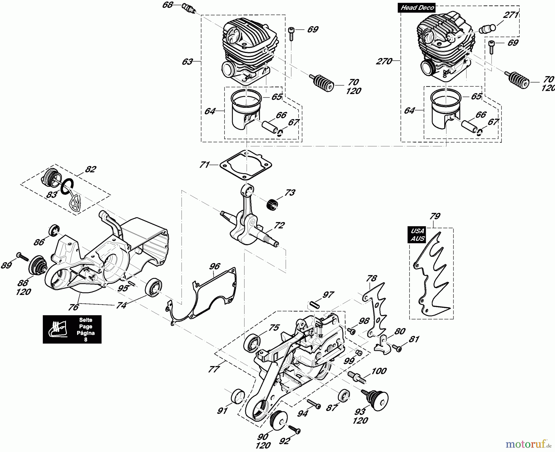  Dolmar Kettensägen Benzin Kettensäge PS-7900 HS H 3  Zylinder, Kurbelgehäuse