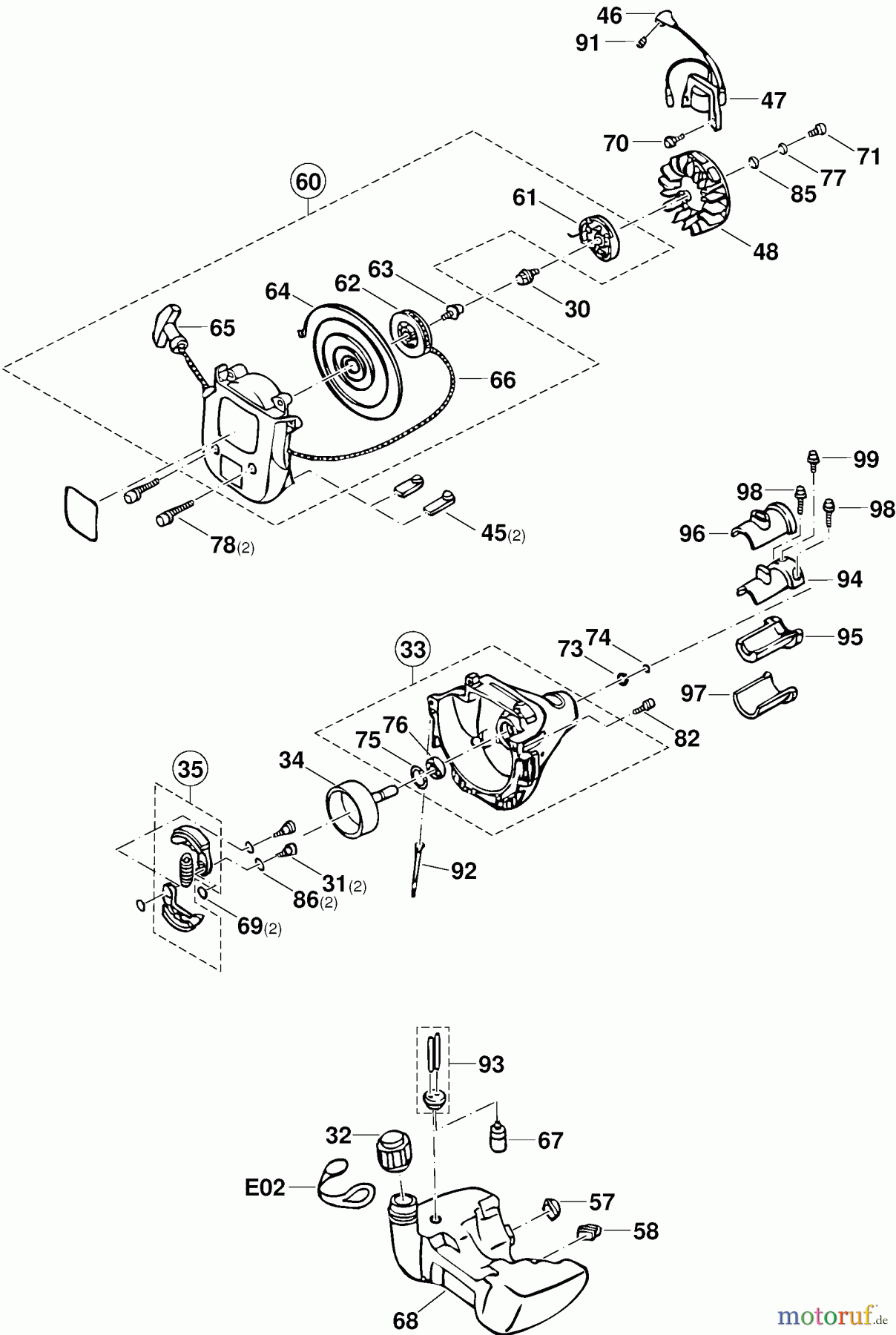 Dolmar Motorsensen & Trimmer Benzin 2-Takt MS-3200 3 Kupplung, Zündanker, Starter, Tank