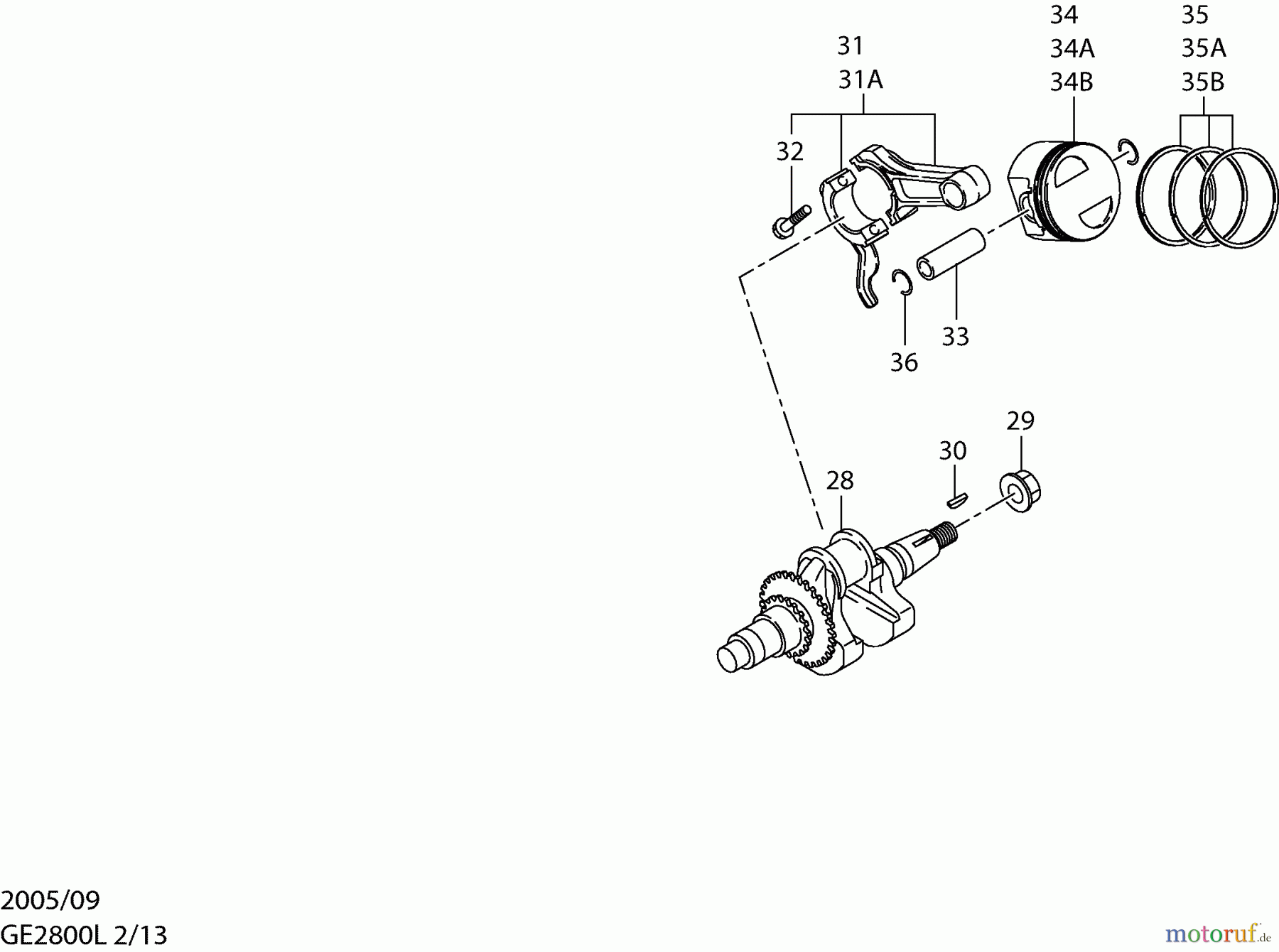  Dolmar Stromerzeuger GE-2800 L 2  Kurbelwelle, Kolben