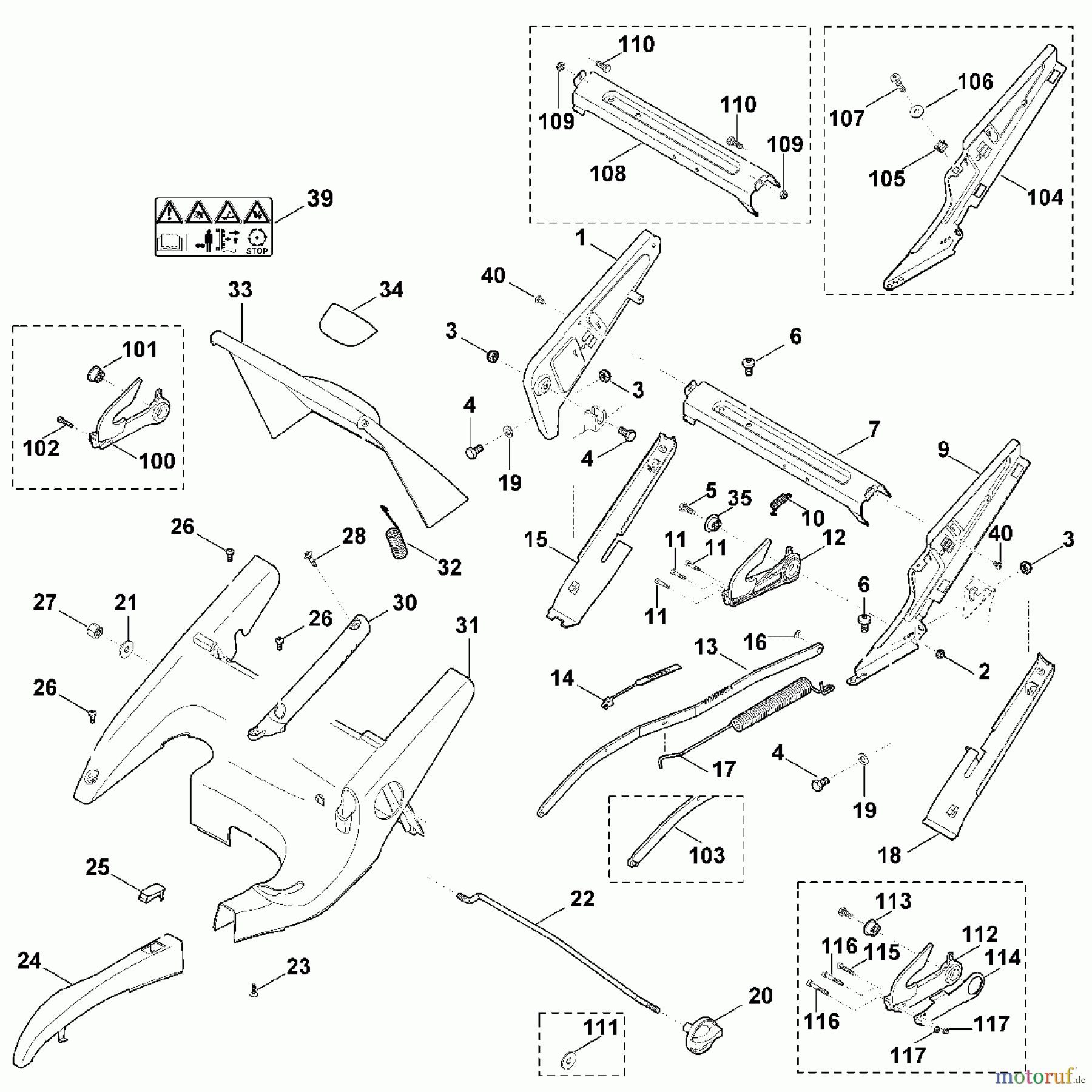  Viking Rasenmäher Benzinrasenmäher MB 650.0 VQ C - Rahmen, Höhenverstellung