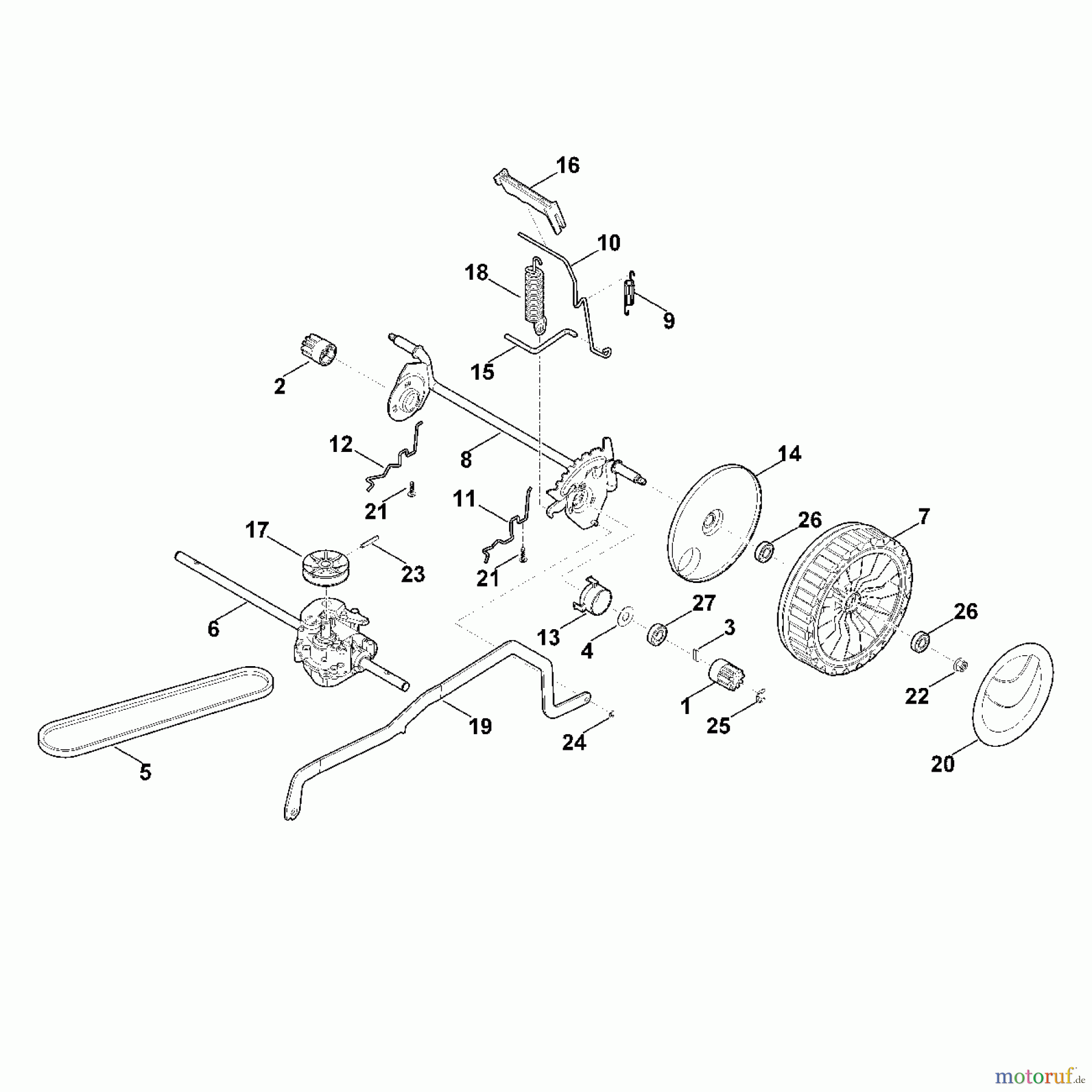 Viking Rasenmäher Benzinrasenmäher MB 448.1 TC C - Hinterachse, Höhenverstellung