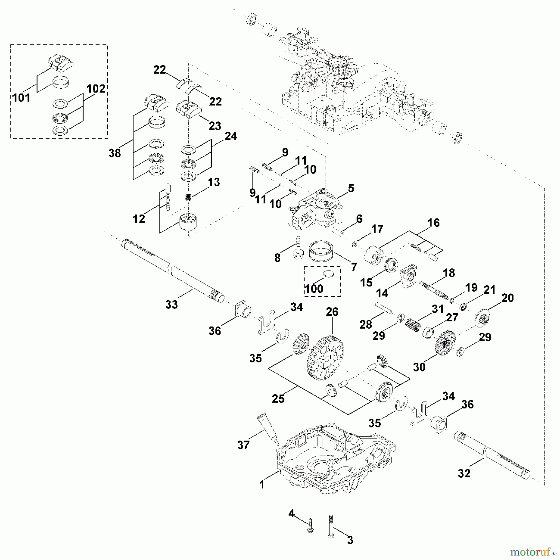 Viking Rasentraktoren Getriebe Tuff Torq K 46 T C - Getriebe Unterteil