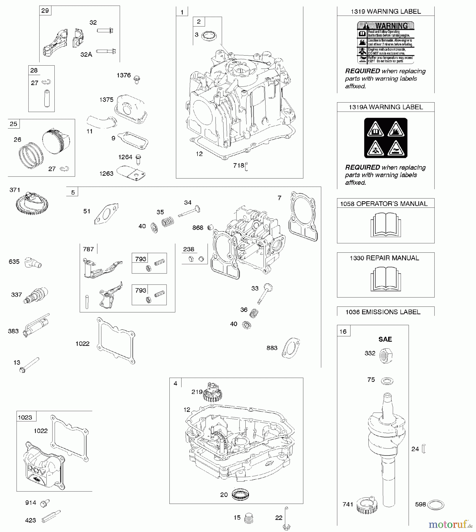  Viking Motoren B & S 10. . . 100602-0161-H8 D - Nockenwellenrad, Kurbelgehäuseabdeckung/-s