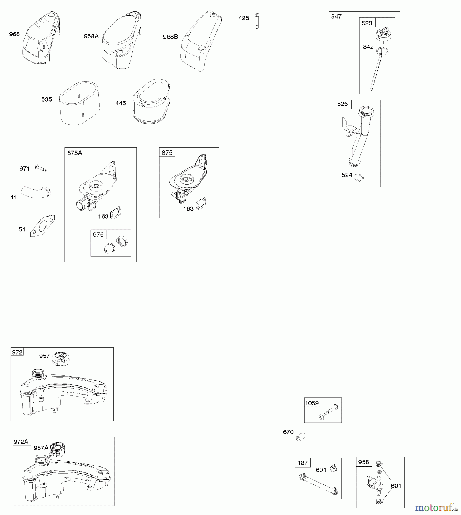 Viking Motoren B & S 10. . . 100602-2131-B8 A - Luftfilter, Kraftstoffversorgung, Schmieru