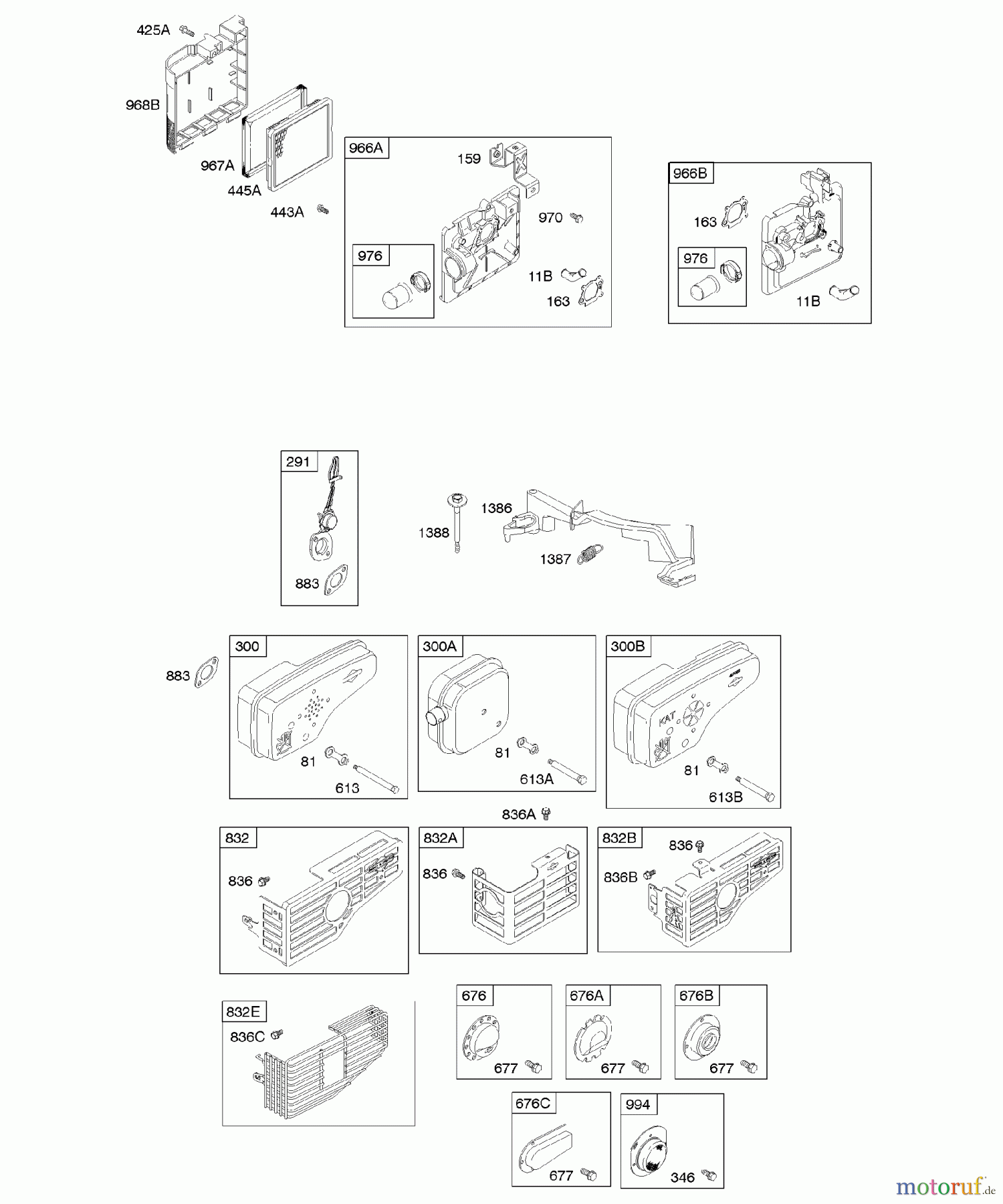 Viking Motoren B & S 12. . . 12H807-1368-01 A - Luftfilter, Auslasssystem