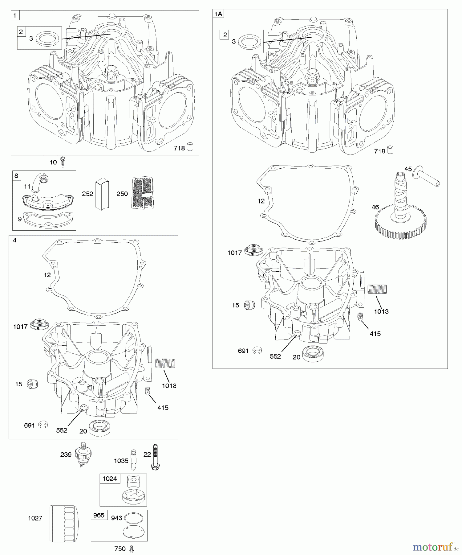 Viking Motoren B & S 40. . . 405777-0134-E1 G - Zylinder, Motorsumpf