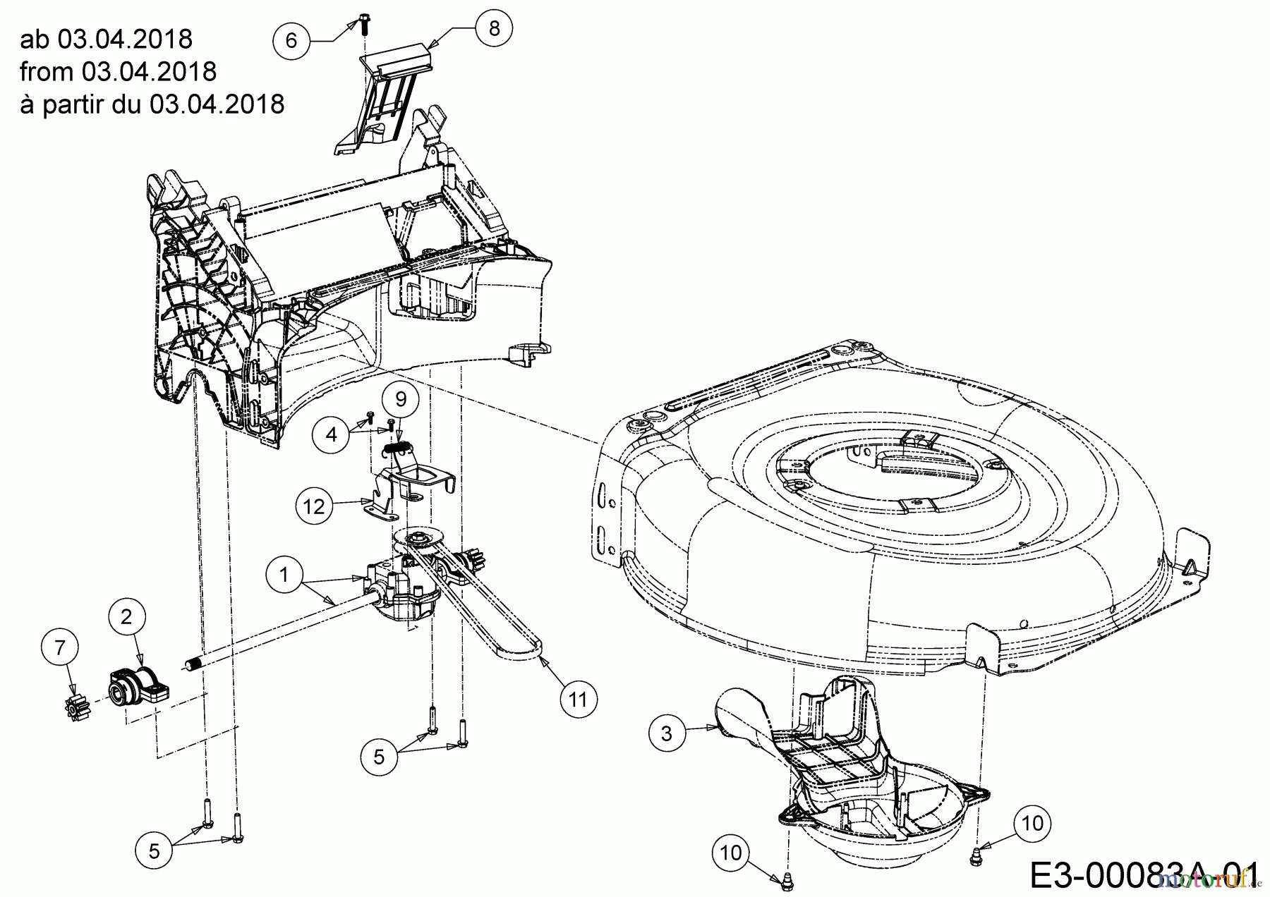 MTD Petrol mower self propelled Optima 46 SPBHW 12C-TH5C600 (2020) Gearbox, Belt from 04/03/2018
