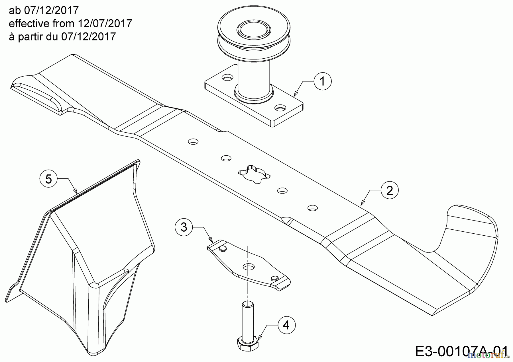  MTD Petrol mower self propelled LMEX 46 KHT 12C-TH7D682  (2019) Blade, Blade adapter, Mulch plug from 12/07/2017