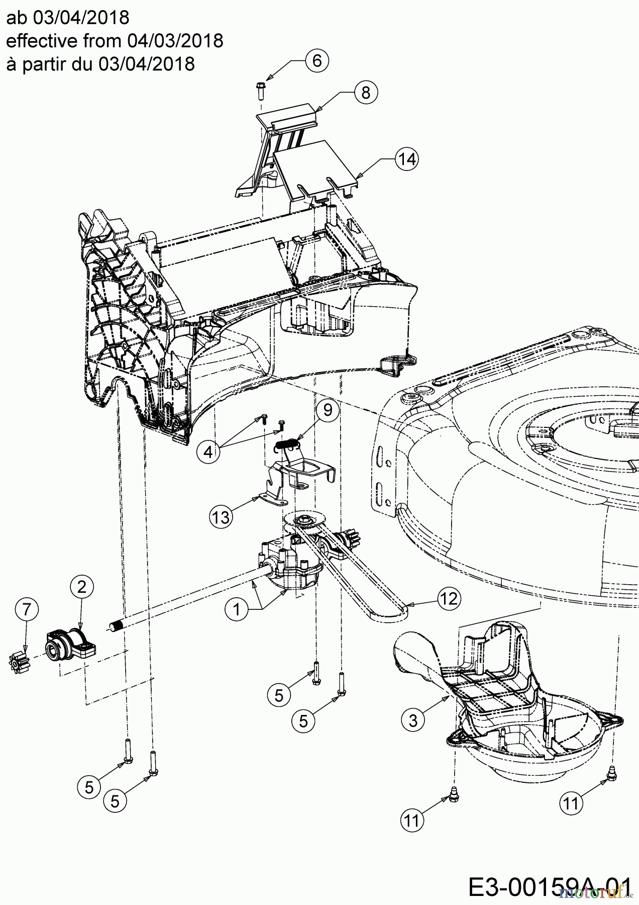  MTD Petrol mower self propelled SP 53 HWH 12A-PDDQ600  (2018) Gearbox, Belt from 04/03/2018