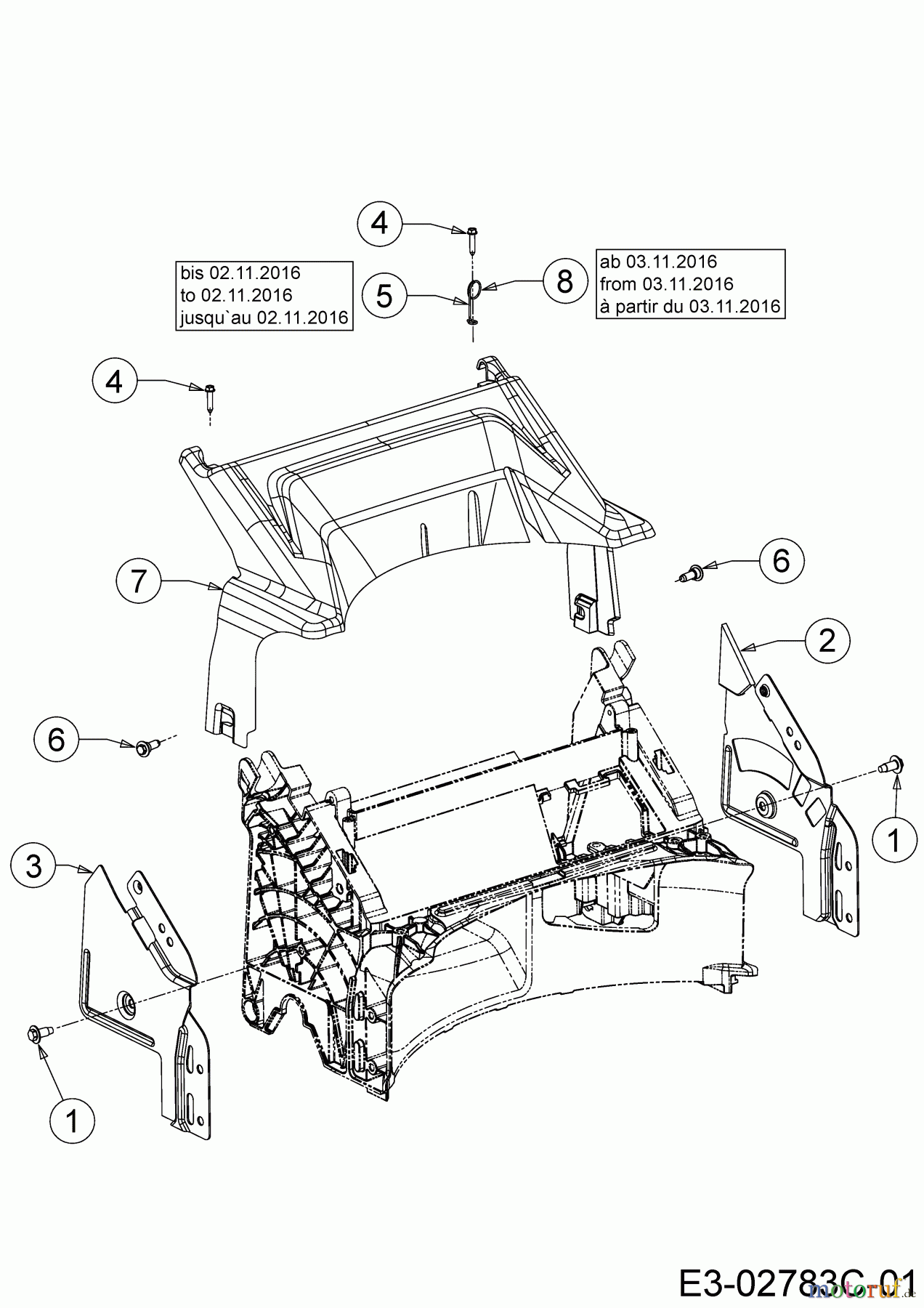  MTD Petrol mower self propelled 53 SPOSE 12AEPCS7678  (2019) Rear baffle, Handle bracket