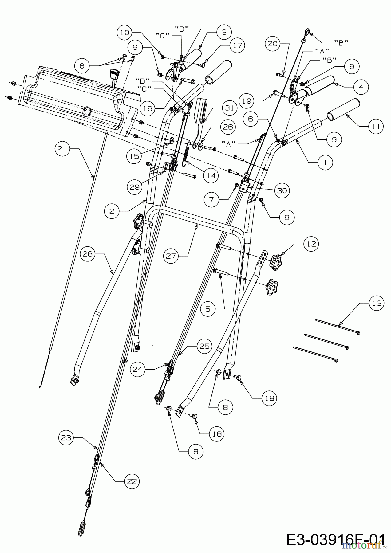 MTD Petrol mower self propelled WCM 84 E 12AE76SM678 (2019) Handle