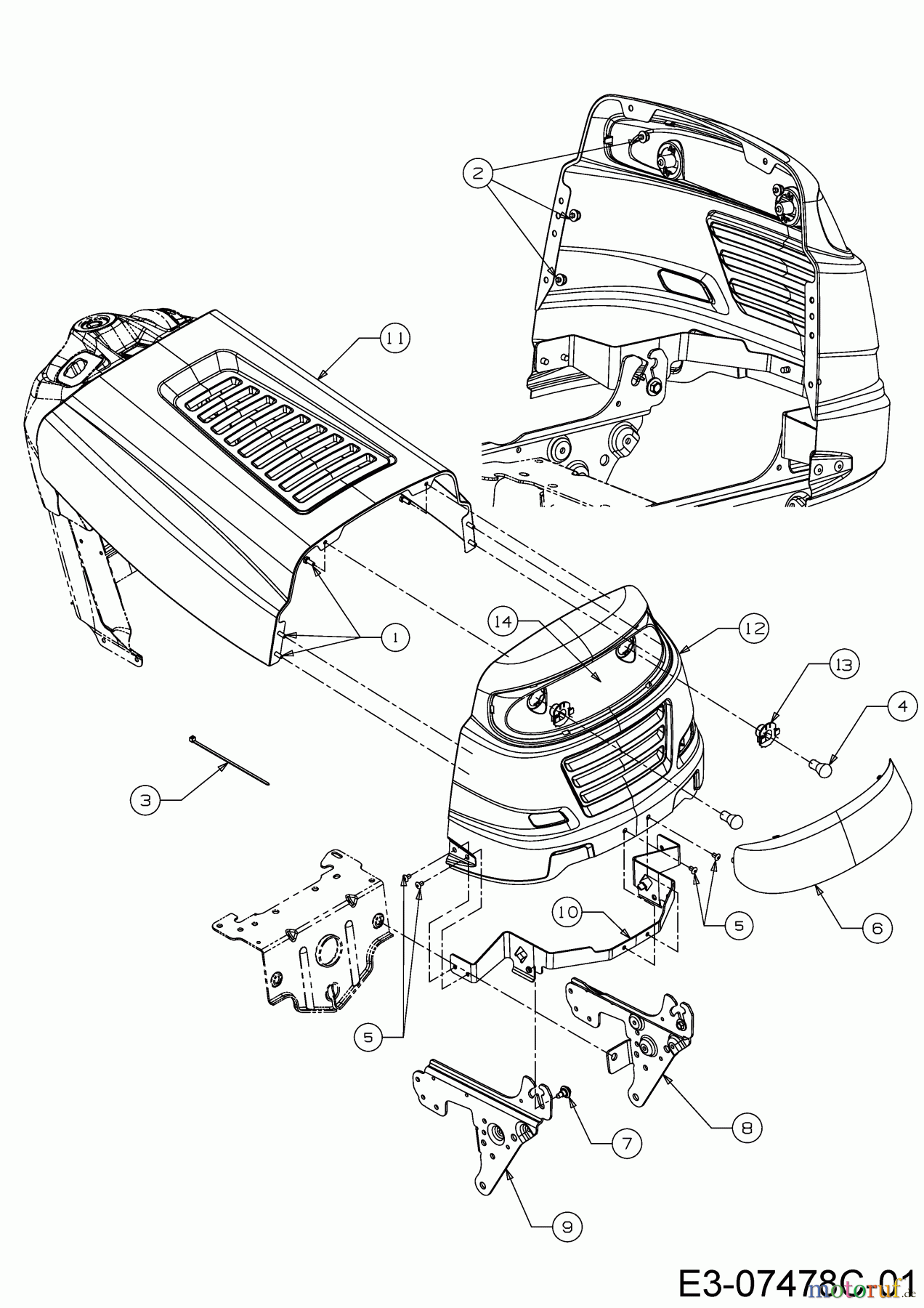 MTD Lawn tractors 115/92 B 13IH761E600 (2019) Engine hood 1-Style