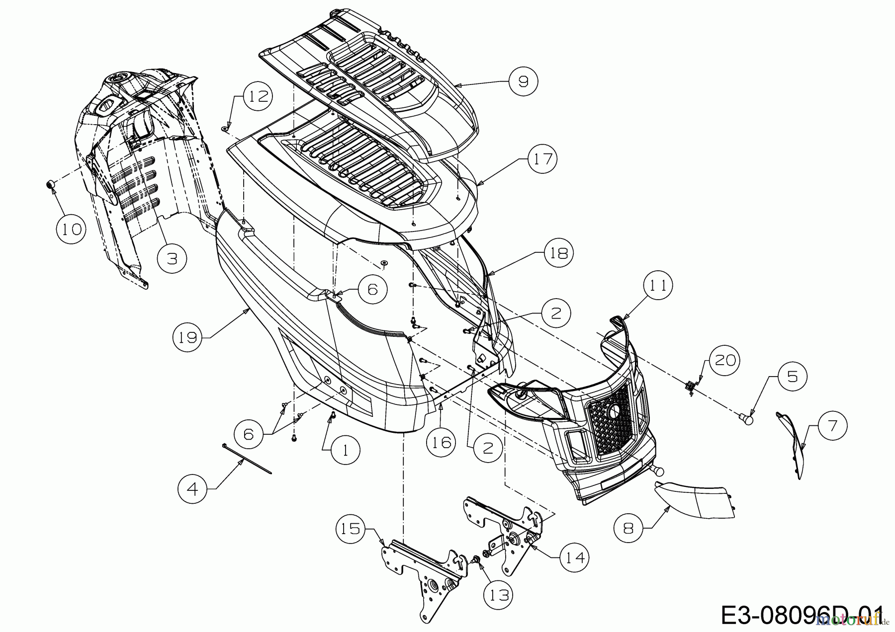 MTD Lawn tractors BE 92 T 13IH76KE648 (2020) Engine hood K-Style