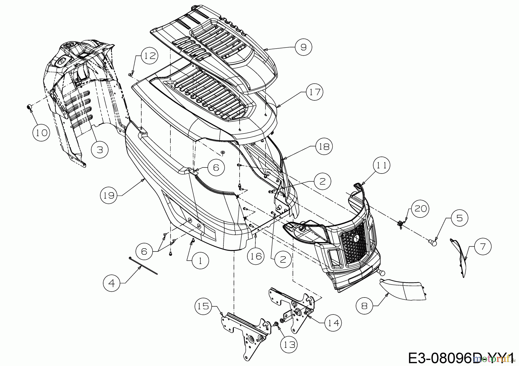 Tigara Lawn tractors TG 22/107 HBI 13HT79KG649 (2018) Engine hood K-Style